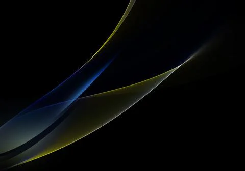 Abstract background waves. bluey and yellow abstract curves on black backgrou Stock Illustration