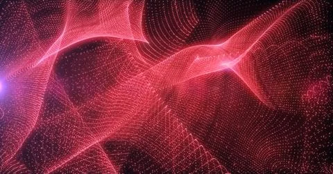 Abstract background of waves of red futuristic hi-tech grains of sand waves o Ilustración de archivo