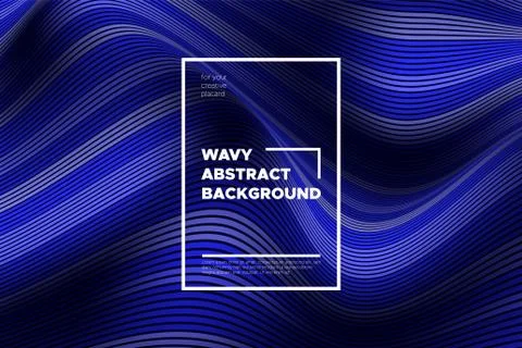 Abstract Background with Waves. Trendy Cover with Distorted Blue Stripes. 3d  Stock Illustration