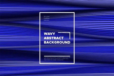 Abstract Background with Waves. Trendy Cover with Distorted Blue Stripes. 3d  Stock Illustration