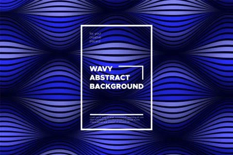 Abstract Background with Waves. Trendy Cover with Distorted Blue Stripes. 3d  Stock Illustration