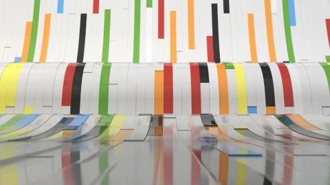 Abstract background, waves from white and colorful planks Illustrazione stock
