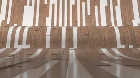 Abstract background, waves from white and wooden planks Stock Illustration