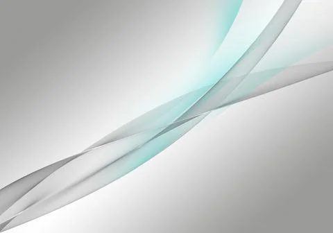 Abstract background waves. White, mint and grey abstract background for wallp Stock Illustration