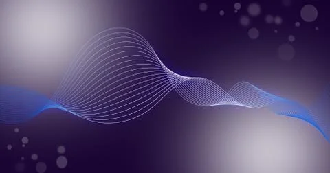 Abstract background. Wavy lines and glow on a lilac background. Motion concept Stock Illustration