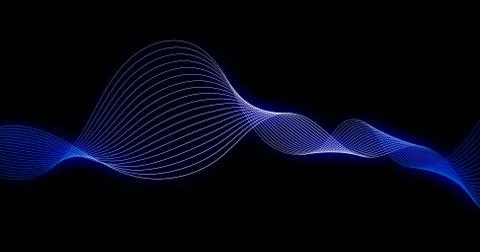 Abstract background. Wavy lines and neon glow on a black background. Motion Stock Illustration