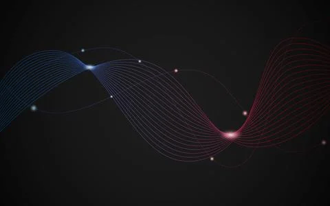 Abstract background with wavy lines on a modern technology background, wave.. イラスト素材