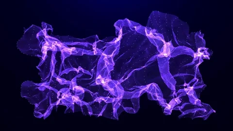 Abstract background with wavy shape particles, digital purple magic waves Stock Footage 248700459