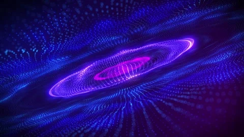 Abstract background with wavy shape particles, digital purple and blue waves. Stock Footage 260400771