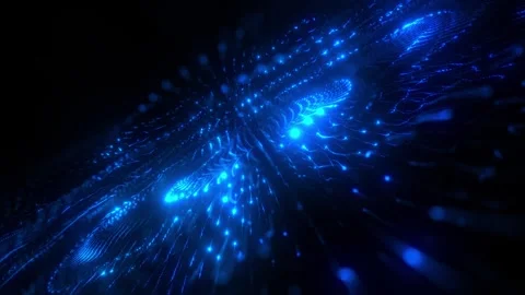 Abstract background with wavy shape particles, digital blue cyber waves Stock Footage 271658869