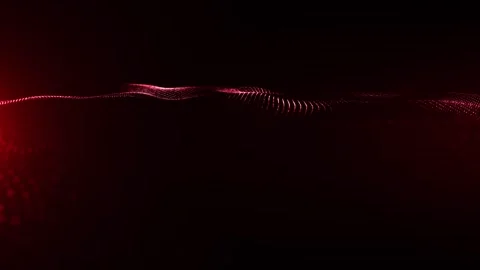 Abstract background with wavy shape particles, digital red technology waves. Stock Footage 303088018