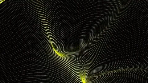 Abstract background with wavy surface made of yellow dots on black. Grunge .. 스톡 동영상 247903104