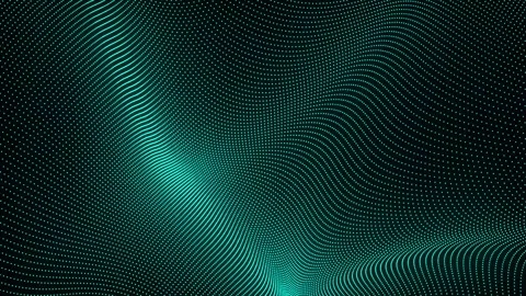 Abstract background with wavy surface made of bright blue dots on black. Gr.. Stock Footage 247904310
