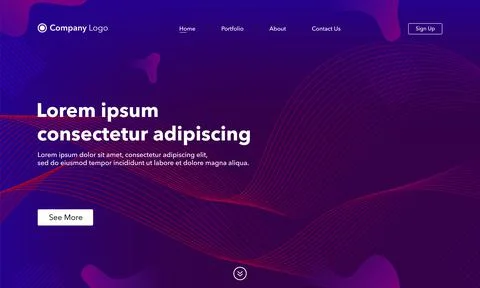 Abstract background website Landing Page. Template for websites, or apps. Mod Illustrazione stock
