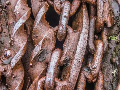 Abstract background of welded chain links and rods Stock-Fotos