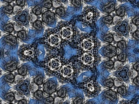 Abstract background with white and blue patterns on a black background Illustrazione stock