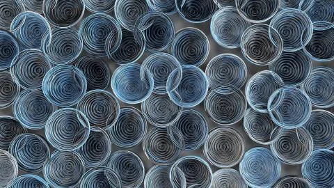 Abstract background from white, black and blue spiraled coils Stock Illustration