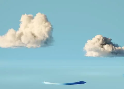 Abstract background with white clouds fly the inside the room with podium Stock Illustration