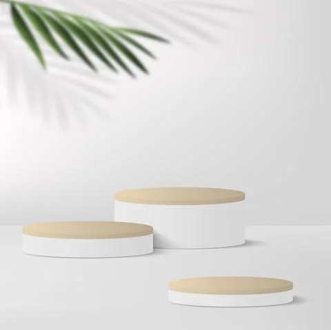 Abstract background with white color geometric 3d podiums. Vector illustratio Stock Illustration