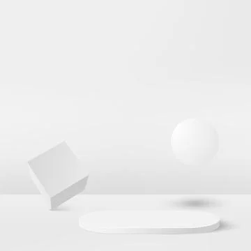 Abstract background with white color geometric 3d podiums. Vector illustratio Stock Illustration