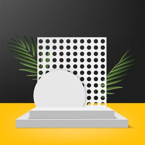 Abstract background with white geometric 3d podiums. Vector illustration Stock Illustration