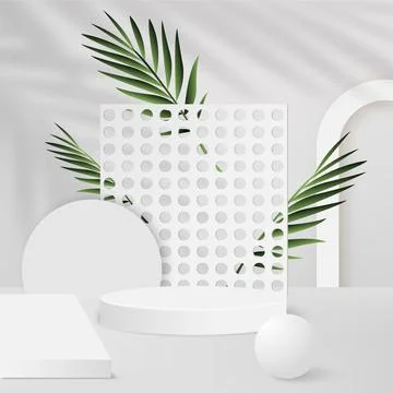 Abstract background with white geometric 3d podiums. Vector illustration Stock Illustration