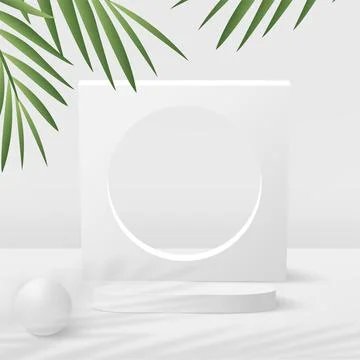 Abstract background with white geometric 3d podiums. Vector illustration Stock Illustration