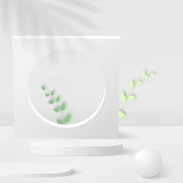 Abstract background with white geometric 3d podiums. Vector illustration Stock Illustration