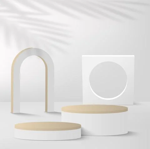 Abstract background with white geometric 3d podiums. Vector illustration Stock Illustration