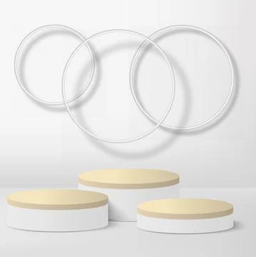 Abstract background with white geometric 3d podiums. Vector illustration. Illustrazione stock