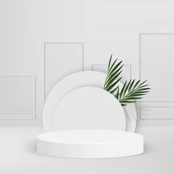 Abstract background with white geometric 3d podiums. Vector illustration. Stock Illustration