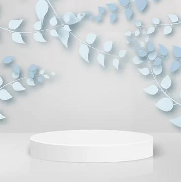 Abstract background with white geometric 3d podiums. Vector illustration. Stock Illustration