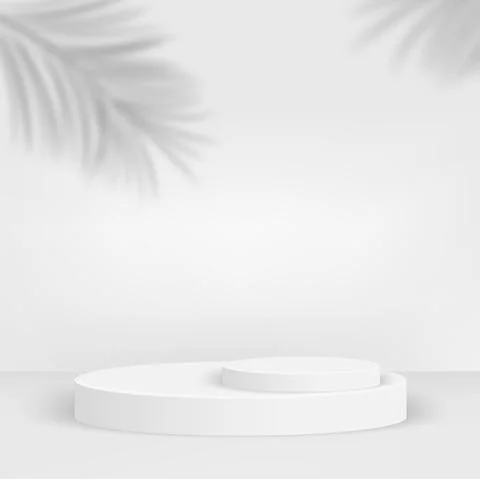 Abstract background with white geometric 3d podiums. Vector illustration. Stock Illustration