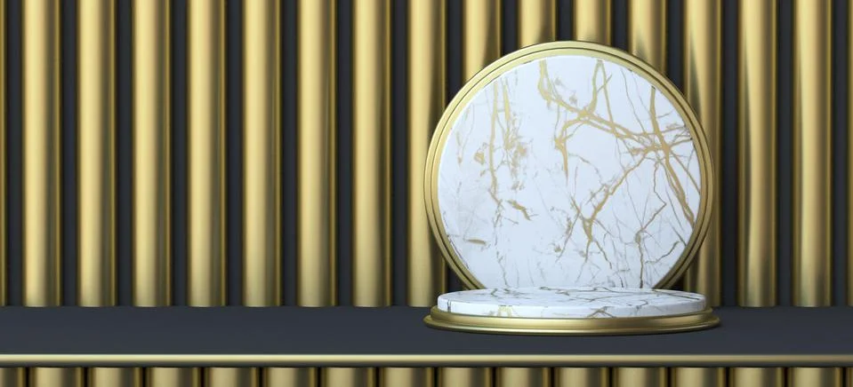 Abstract background white marble circle 3D Stock Illustration