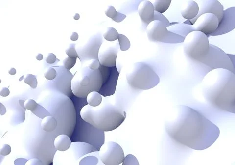 Abstract background with white milk drops boiling. 3D illustration Stock Illustration
