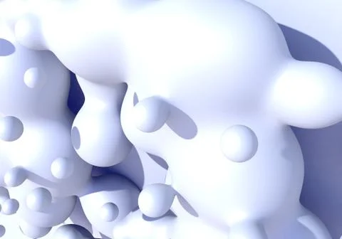 Abstract background with white milk drops boiling. 3D illustration Stock Illustration