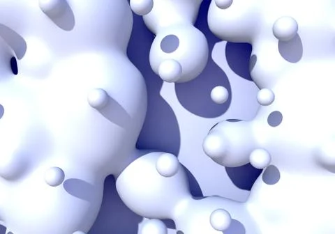 Abstract background with white milk drops boiling. 3D illustration Stock Illustration