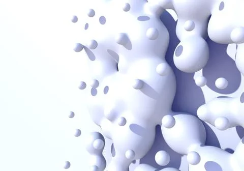 Abstract background with white milk drops boiling. 3D illustration Stock Illustration