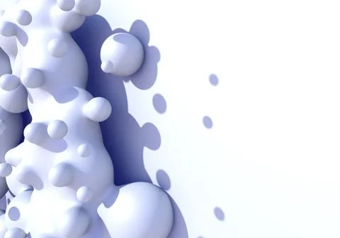 Abstract background with white milk drops boiling. 3D illustration Stock Illustration