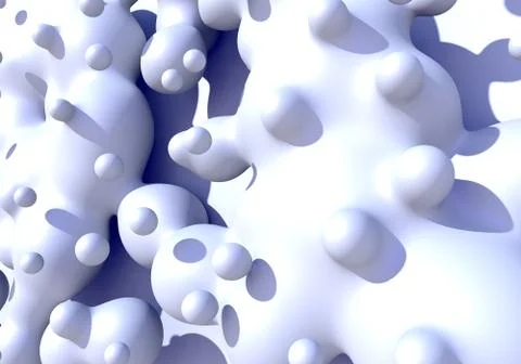 Abstract background with white milk drops boiling. 3D illustration Stock Illustration