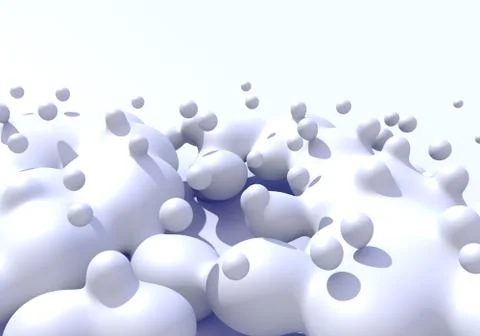Abstract background with white milk drops boiling. 3D illustration Stock Illustration