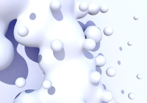 Abstract background with white milk drops boiling. 3D illustration Stock Illustration