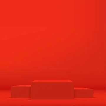 Abstract background with white red color podium for presentation. Vector Stock Illustration