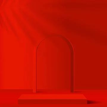 Abstract background with white red podium for presentation. Vector Stock Illustration
