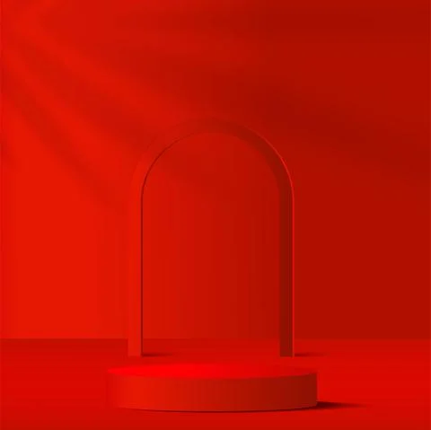 Abstract background with white red podium for presentation. Vector Stock Illustration