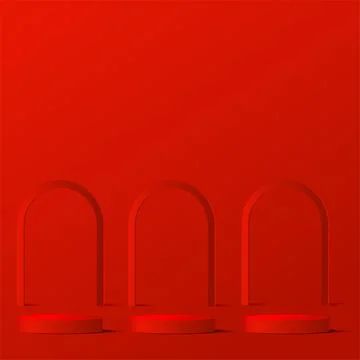 Abstract background with white red podium for presentation. Vector Stock Illustration
