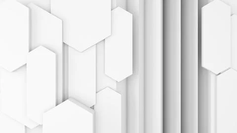 Abstract background with white vertical and hexagonal geometric shapes. For.. Stock Photos