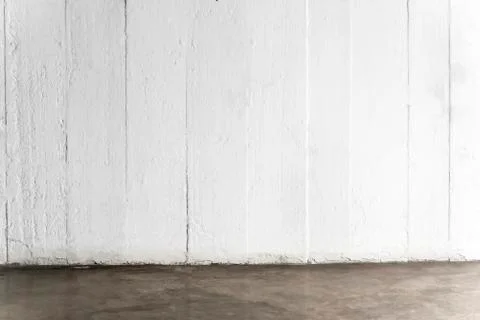 Abstract background from white wall with dark concrete floor, dirty and grung Stock Photos