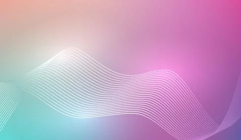 Abstract background with white wavy lines on gradient pastel colors of pink and Stockillustratie
