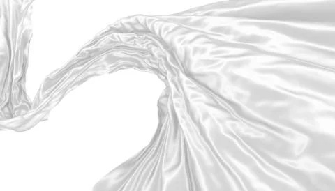Abstract background of white wavy silk or satin. 3d rendering image. Stock Illustration